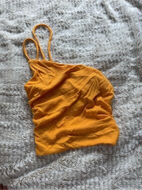 Princess Polly Ribbed Double Strap Crop Top in Orange